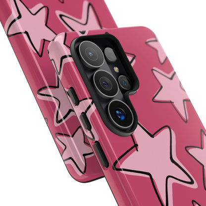 Raspberry Pink Doodle Star Phone Case