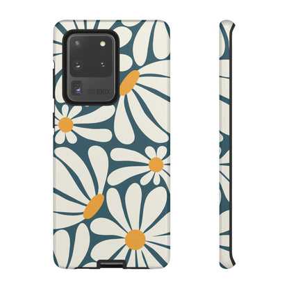 Retro Blue Daisy Pattern Phone Case - Blue Phone Case - Samsung Galaxy S20 Ultra / Glossy