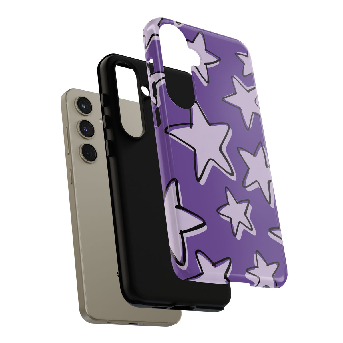 Violet Purple Doodle Star Phone Case