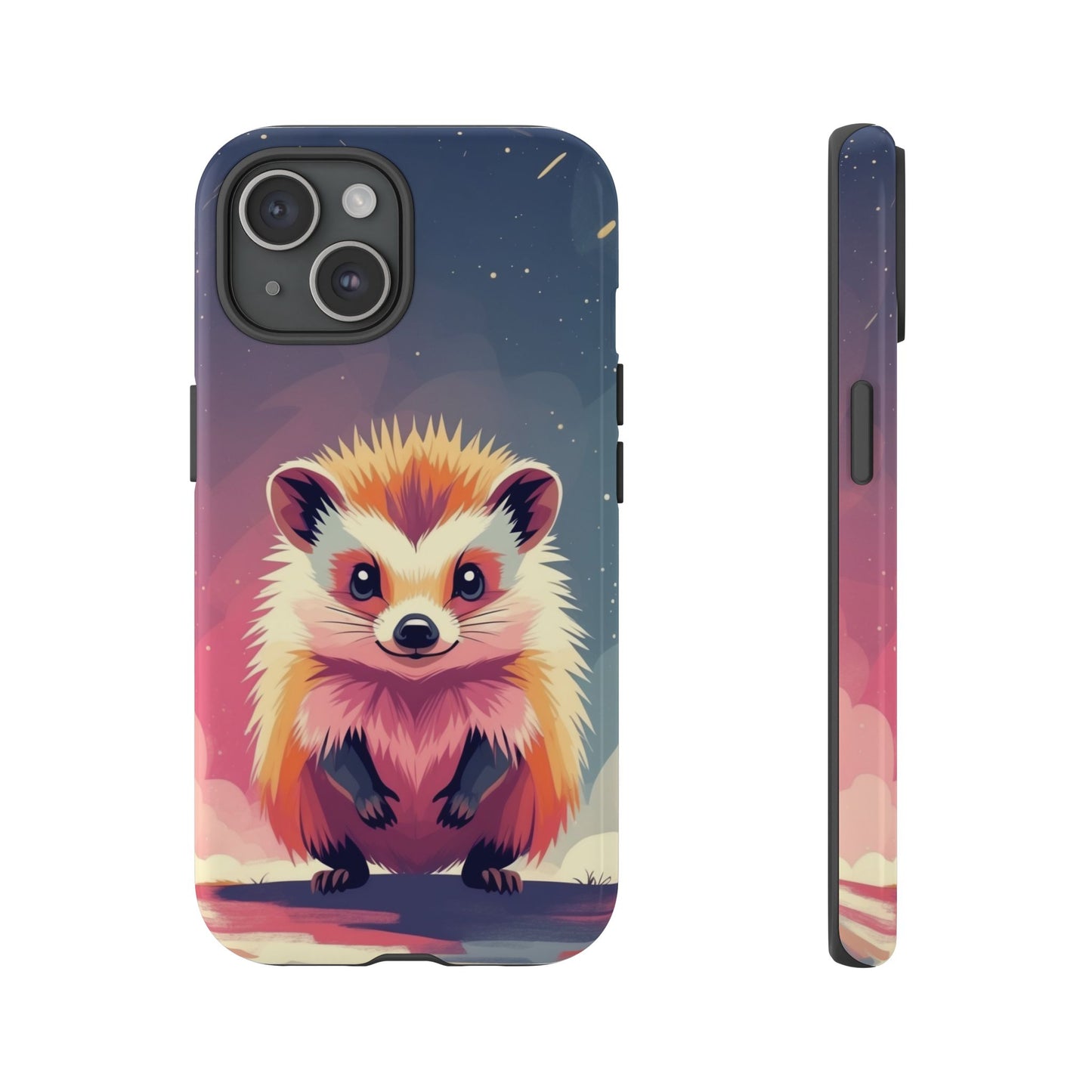 iPhone 15 / Glossy Phone Case - Stylised Hedgehog Design Phone Case