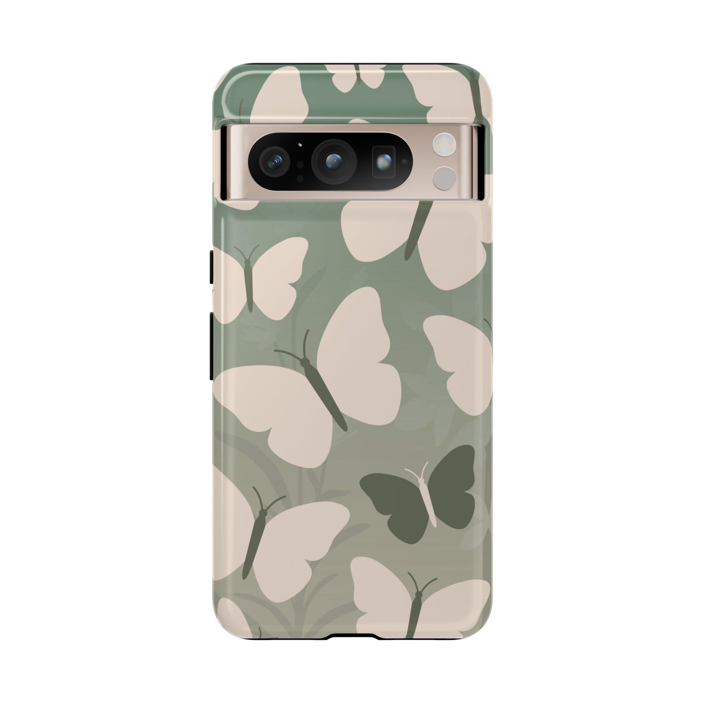 Google Pixel 8 Pro / Glossy Phone Case - Minimalist Light Green Butterfly Pattern Phone Case