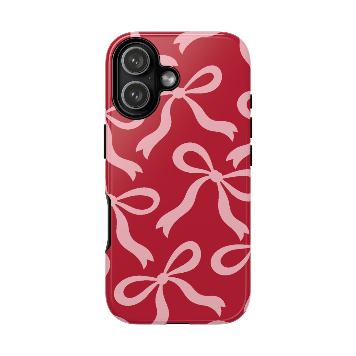 Bold Raspberry Red and Blush Pink Bow Pattern Phone Case - Red Phone Case - iPhone 17 / Glossy