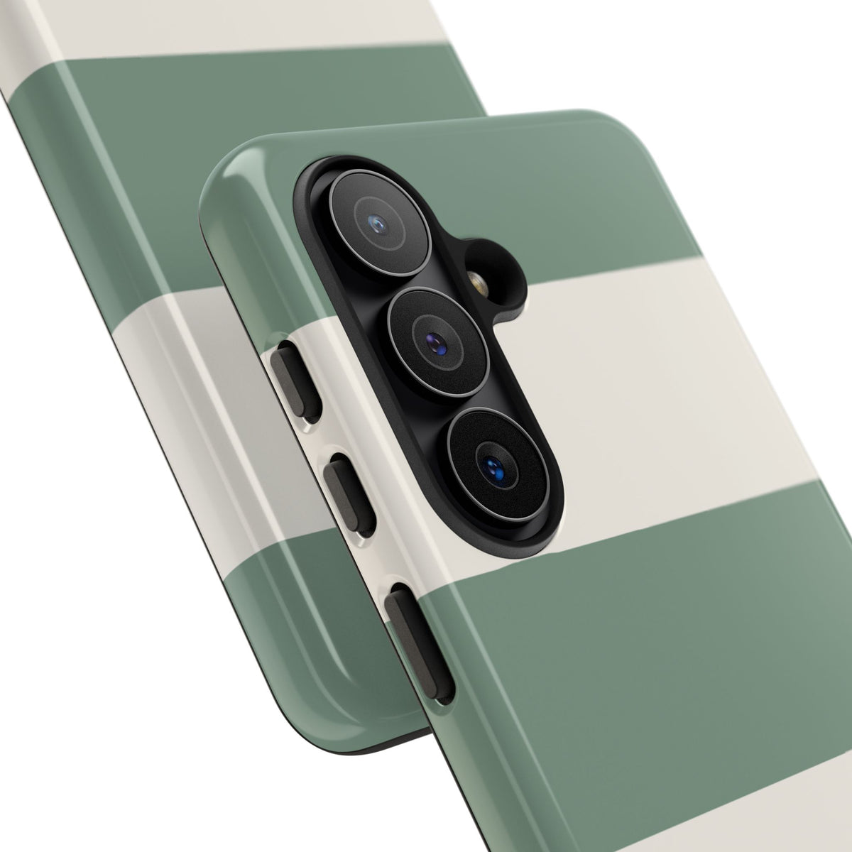 Green & White Horizontal Stripe Pattern Phone Case - Green Phone Case