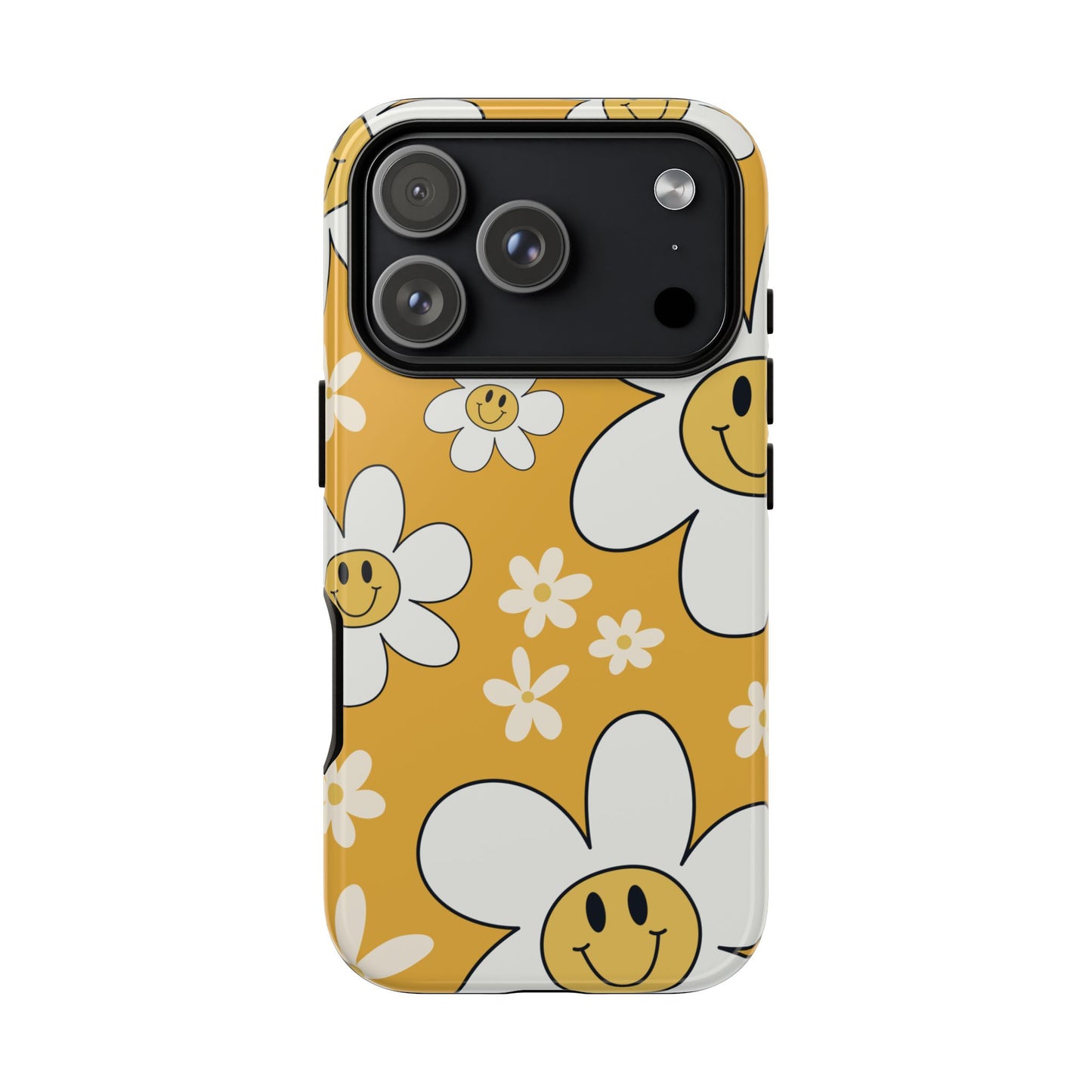 Fun Retro Daisy Pattern with Yellow Background Phone Case - Yellow Phone Case - iPhone 17 Pro / Glossy