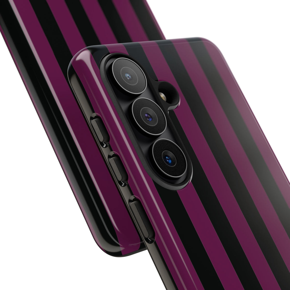 Trendy Plum & Black Stripe Pattern Phone Case - Purple Phone Case