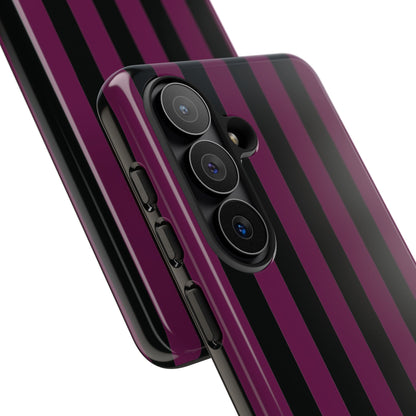 Trendy Plum & Black Stripe Pattern Phone Case - Purple Phone Case