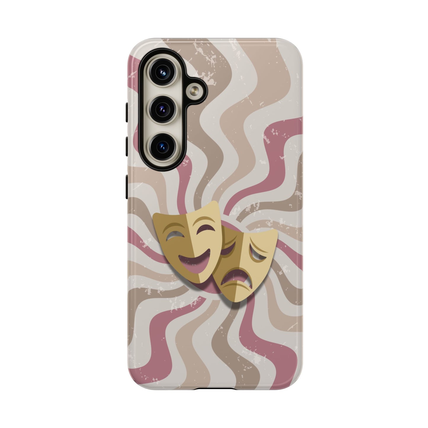 Comedy & Tragedy Masks – Pink Minimal Retro Wave Phone Case - Pink Phone Case - Samsung Galaxy S24 / Glossy