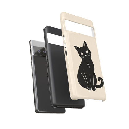 Minimalist Cream & Black Cat Phone Case