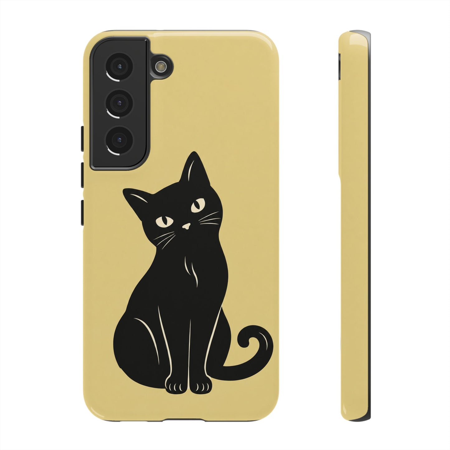Minimalist Butter Yellow & Black Cat Phone Case