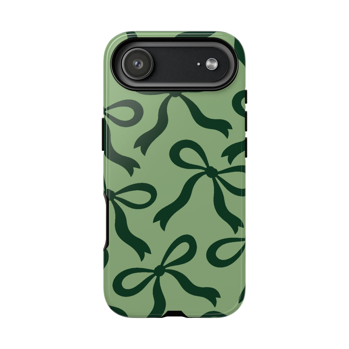 Bold Sage Green and Forest Green Bow Pattern Phone Case - Green Phone Case - iPhone 17 Air / Glossy