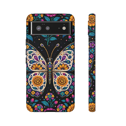 Vibrant Purple and Teal Calavera Butterfly Phone Case - Multicolor Phone Case - Google Pixel 6 / Glossy