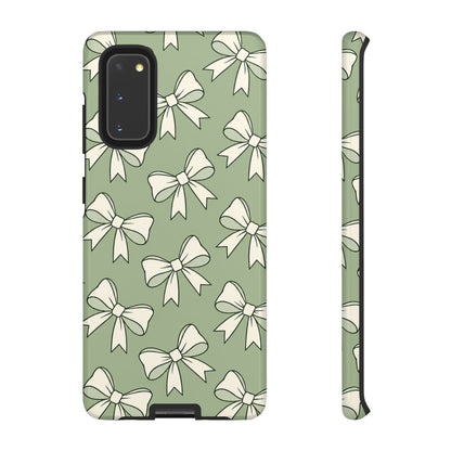 Chic Sage Green Bow Pattern Phone Case
