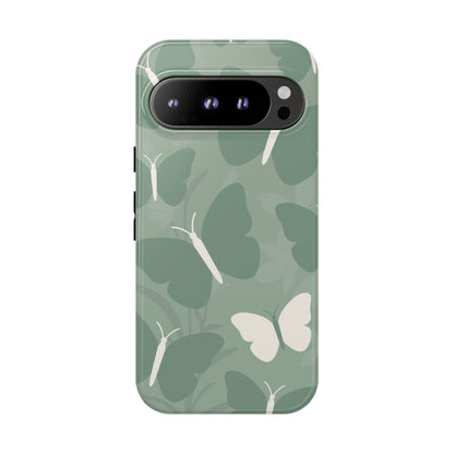 Google Pixel 9 Pro / Glossy Phone Case - Minimalist Mint Green Butterfly Pattern Phone Case