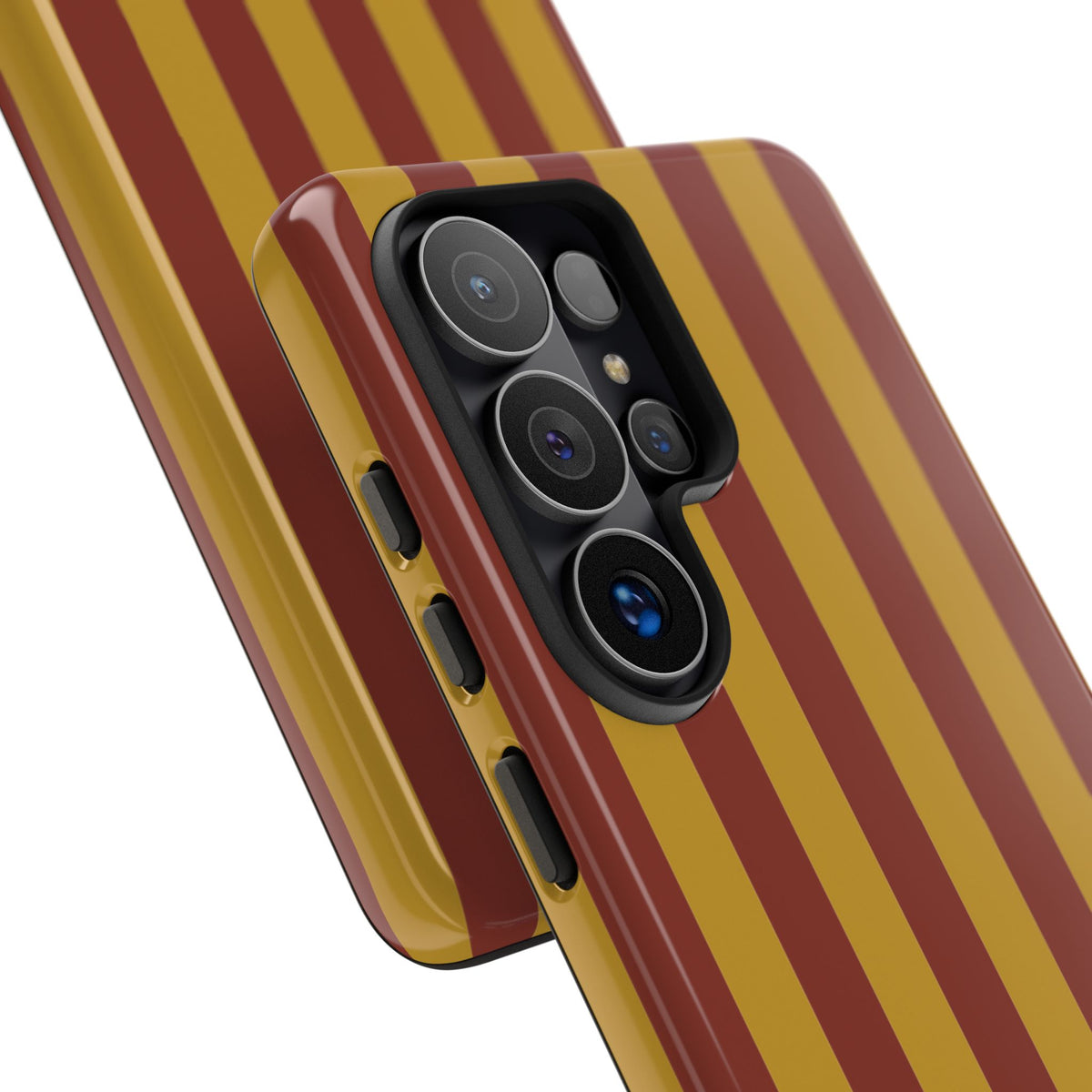 Trendy Mustard & Burgandy Stripe Pattern Phone Case - Brown Phone Case
