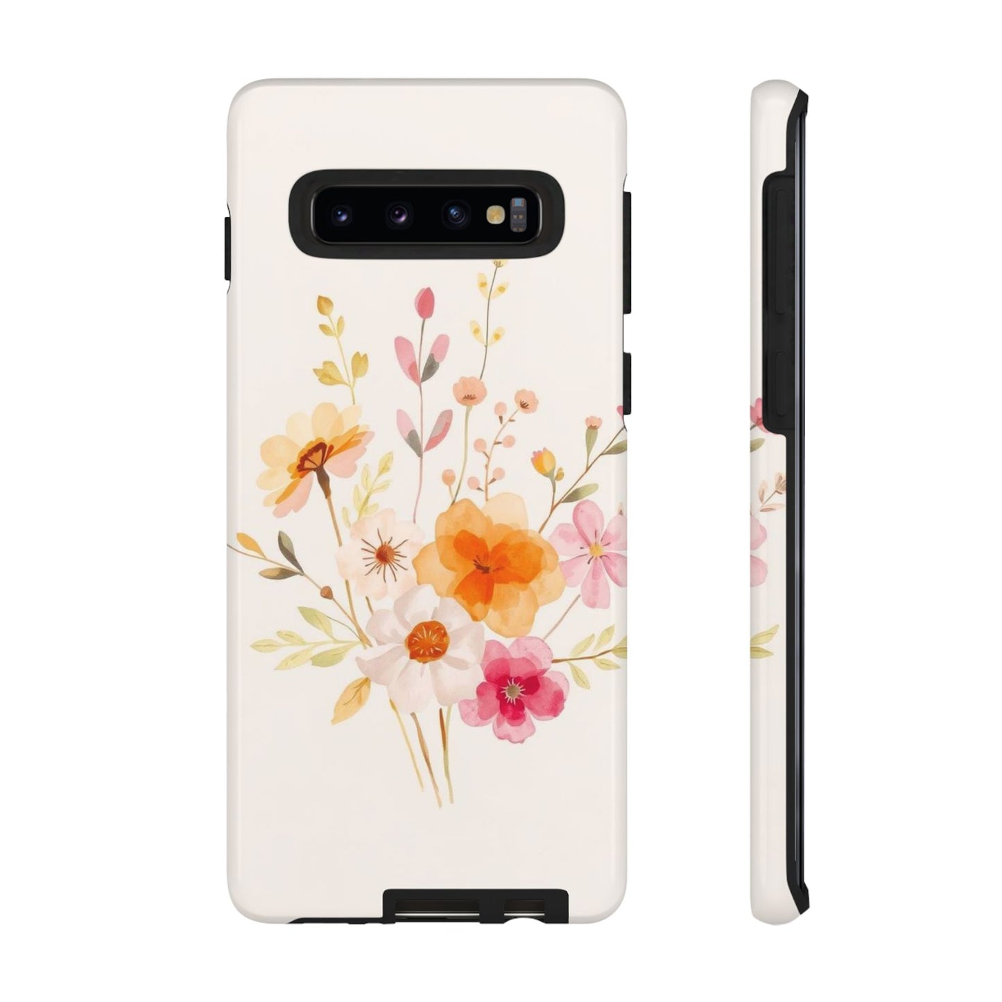 Samsung Galaxy S10 / Glossy Phone Case - Boho Chic Watercolour Flower Pattern Phone Case