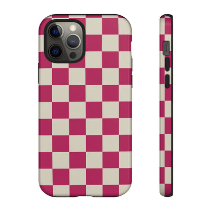 Pink & White Checked Pattern Phone Case - Pink Phone Case - iPhone 12 Pro / Glossy