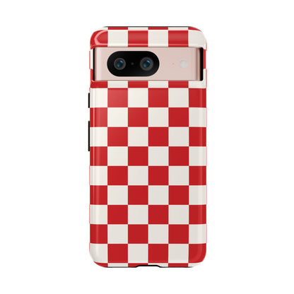 Google Pixel 8 / Glossy Phone Case - ’Red Checkered Pattern’ Phone Case