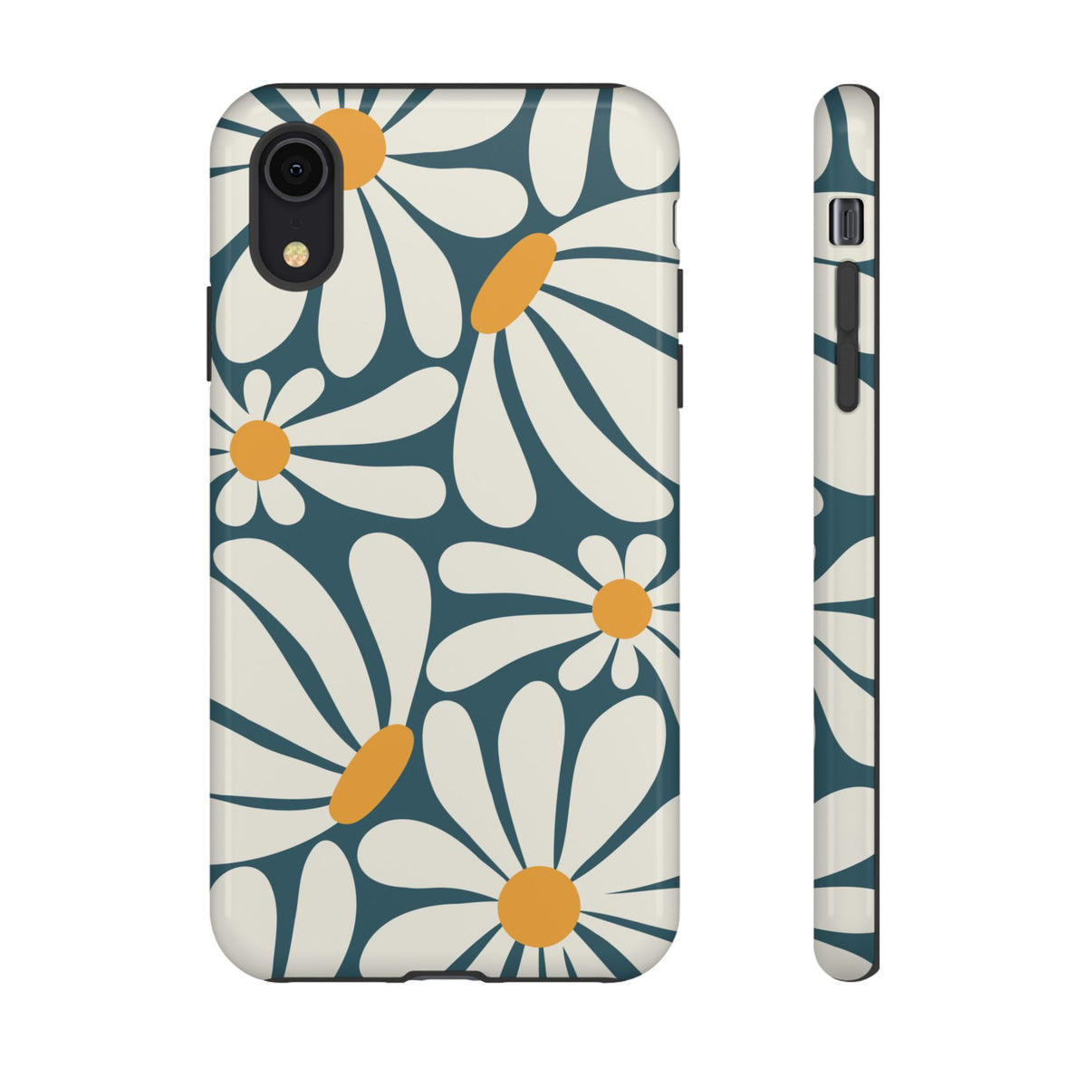 Retro Blue Daisy Pattern Phone Case - Blue Phone Case - iPhone XR / Glossy