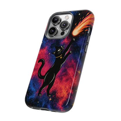Whimsical Multicolour Celestial Black Cat Phone Case