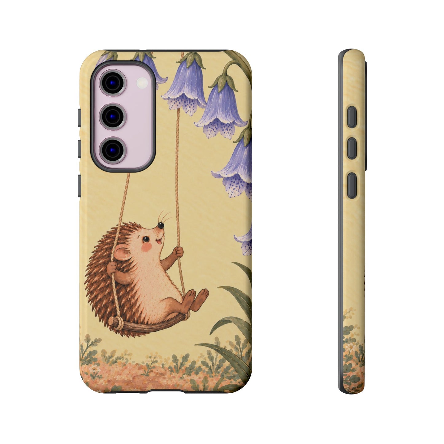 Whimsical Buttercream Hedgehog and Bluebell Phone Case - Yellow Phone Case - Samsung Galaxy S23 Plus / Glossy