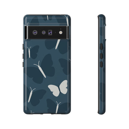 Minimalist Dark Blue Butterfly Pattern Phone Case - Blue Phone Case - Google Pixel 6 Pro / Glossy