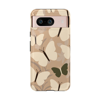 Google Pixel 8 / Glossy Phone Case - Minimalist Beige Butterfly Pattern Phone Case