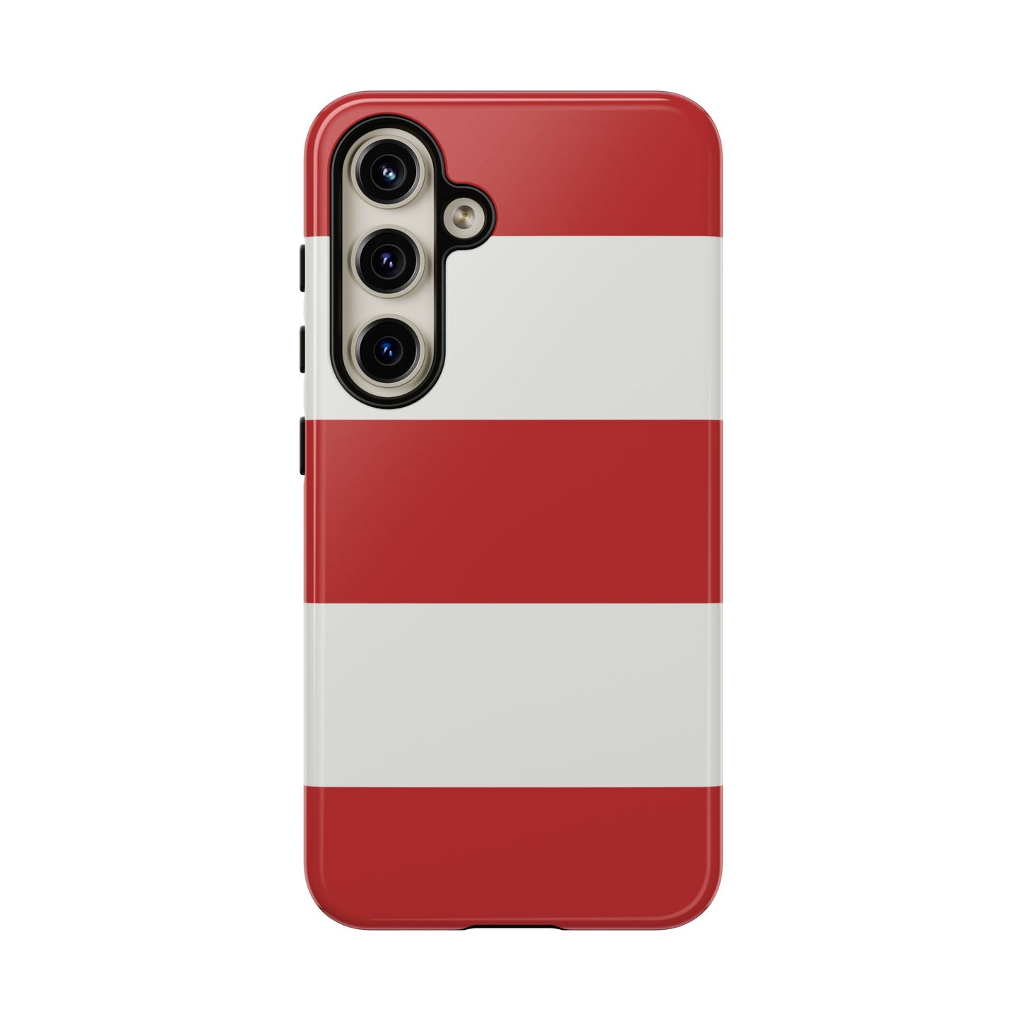 Samsung Galaxy S24 / Glossy Phone Case - Red & White Horizontal Stripe Pattern Phone Case
