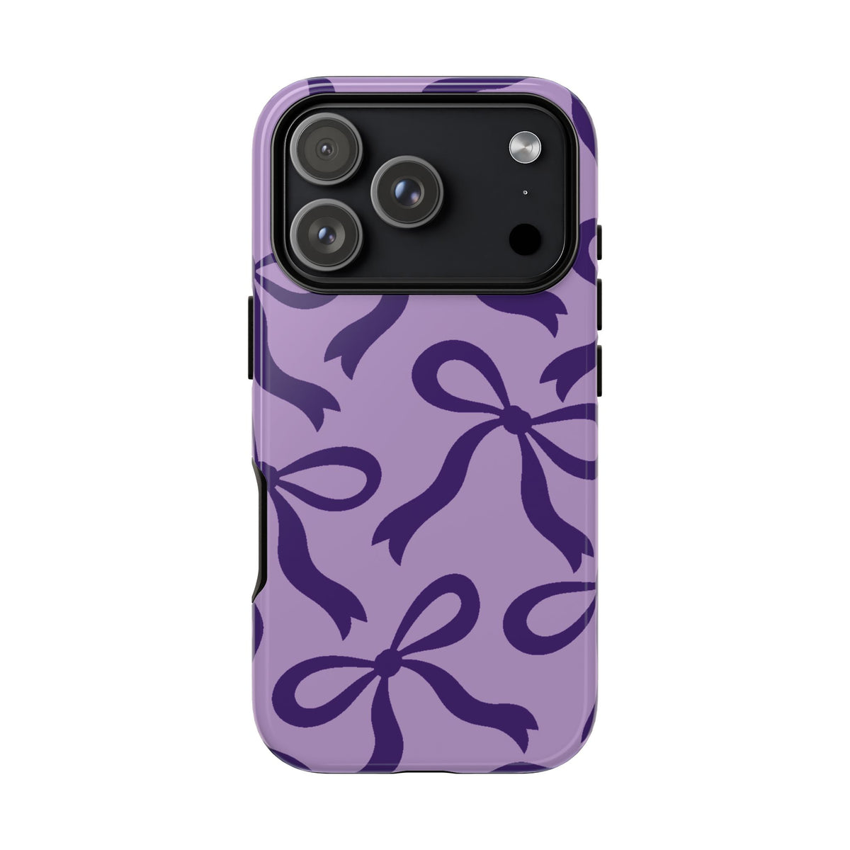 Bold Lilac and Deep Purple Bow Pattern Phone Case - Purple Phone Case - iPhone 17 Pro / Glossy