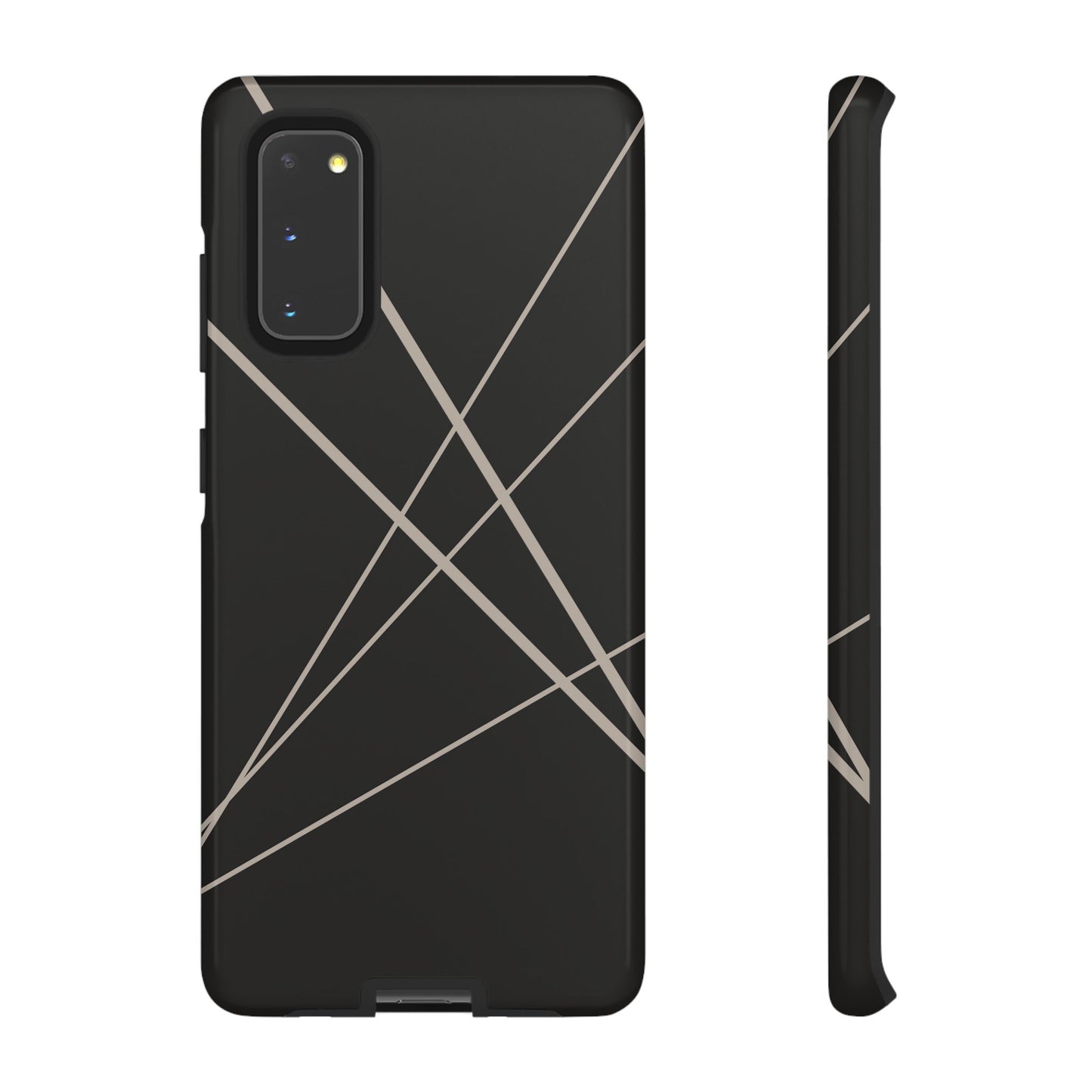 Samsung Galaxy S20 / Glossy Phone Case - Abstract Black with Grey Lines Phone Case