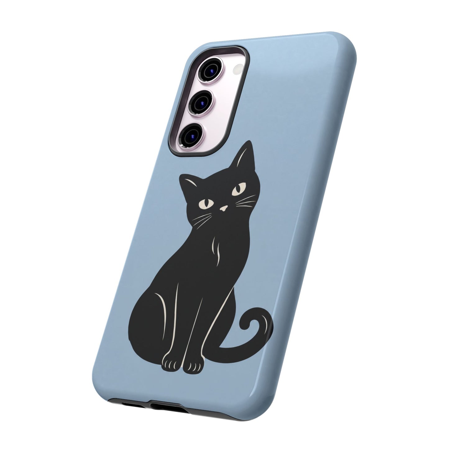 Minimalist Powder Blue & Black Cat Phone Case