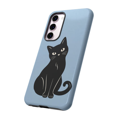 Minimalist Powder Blue & Black Cat Phone Case