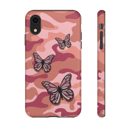 iPhone XR / Glossy Phone Case - Pink Butterfly Camo Phone Case