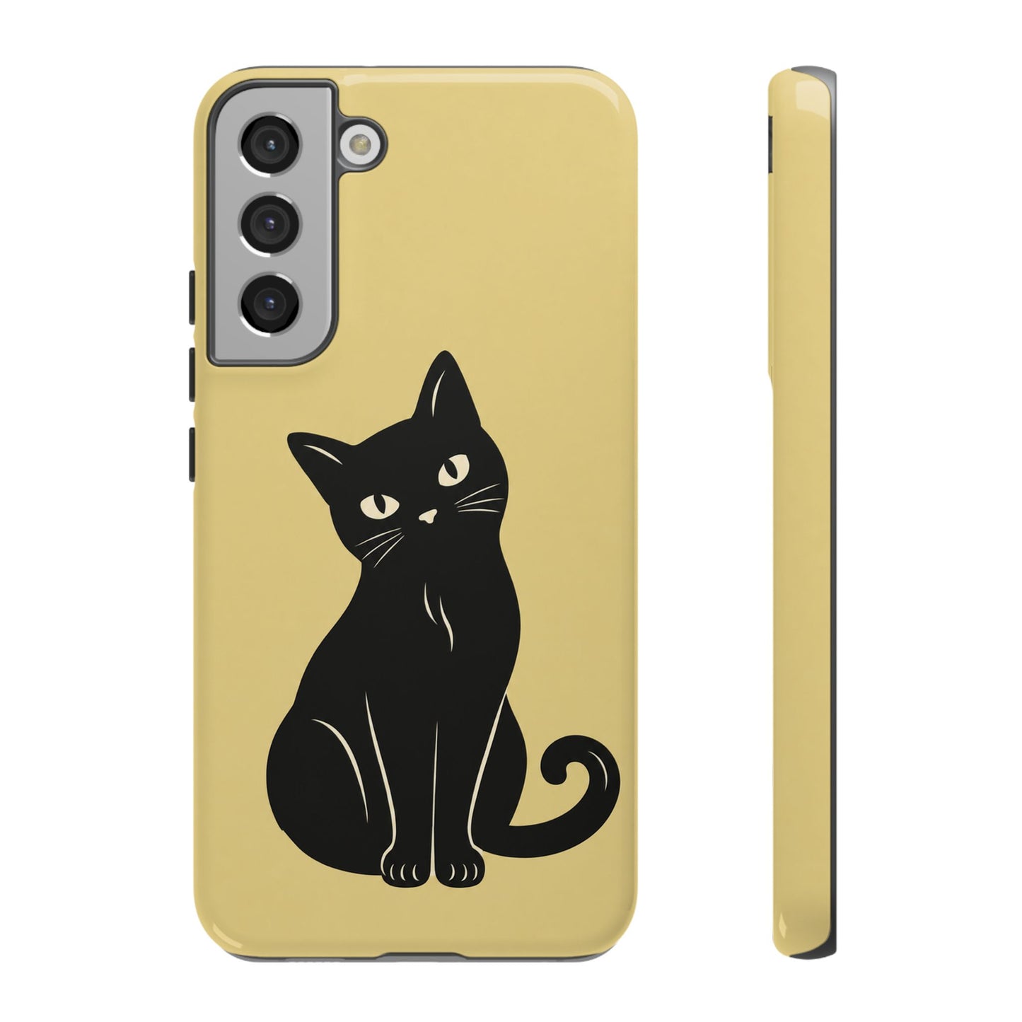 Minimalist Butter Yellow & Black Cat Phone Case