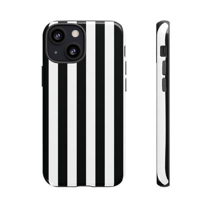iPhone 13 Mini / Glossy Phone Case - Simple Black & White Stripe Pattern Phone Case