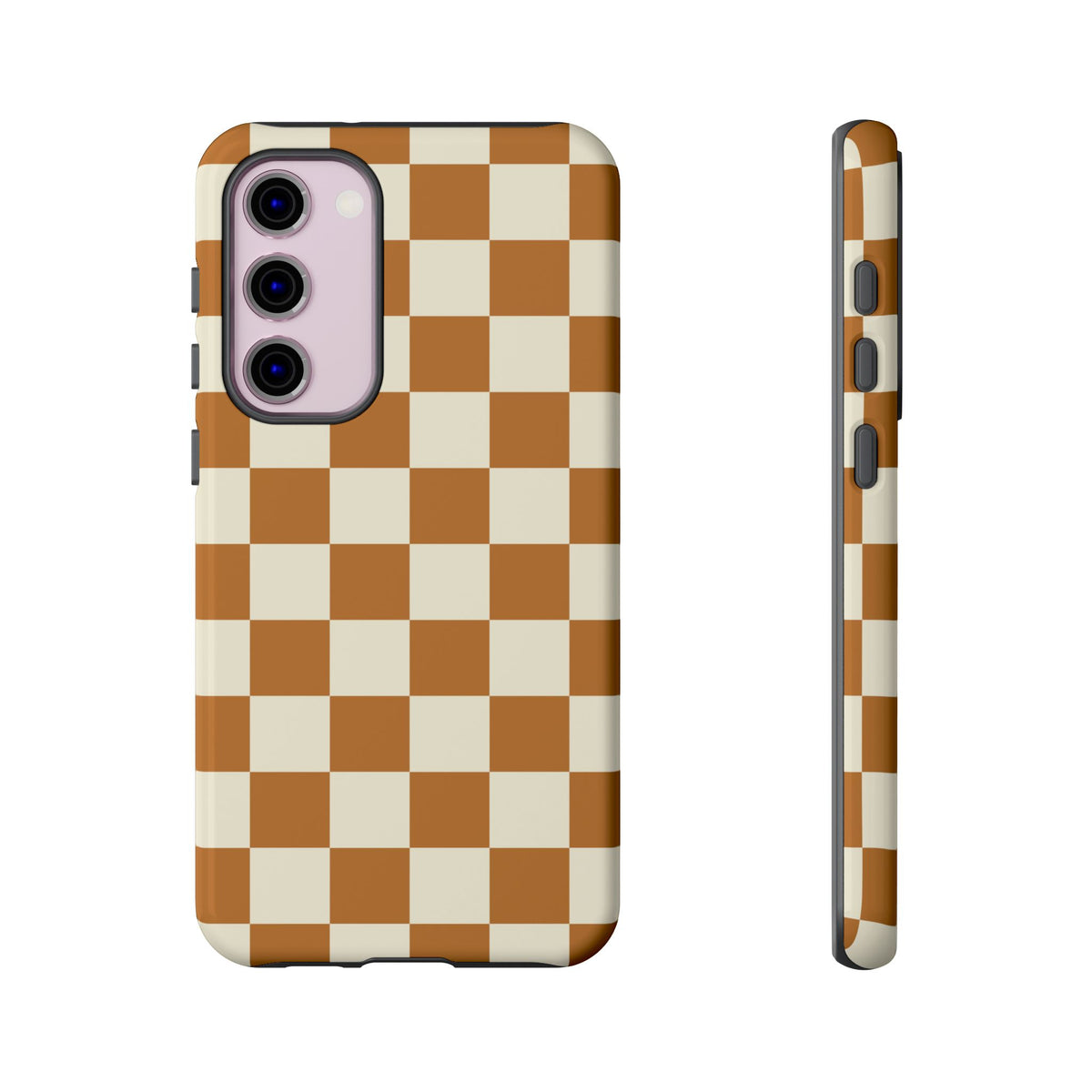Orange & White Checked Pattern Phone Case - Orange Phone Case - Samsung Galaxy S23 Plus / Glossy