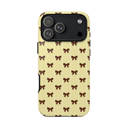 Retro Chocolate Brown Bow Pattern Phone Case