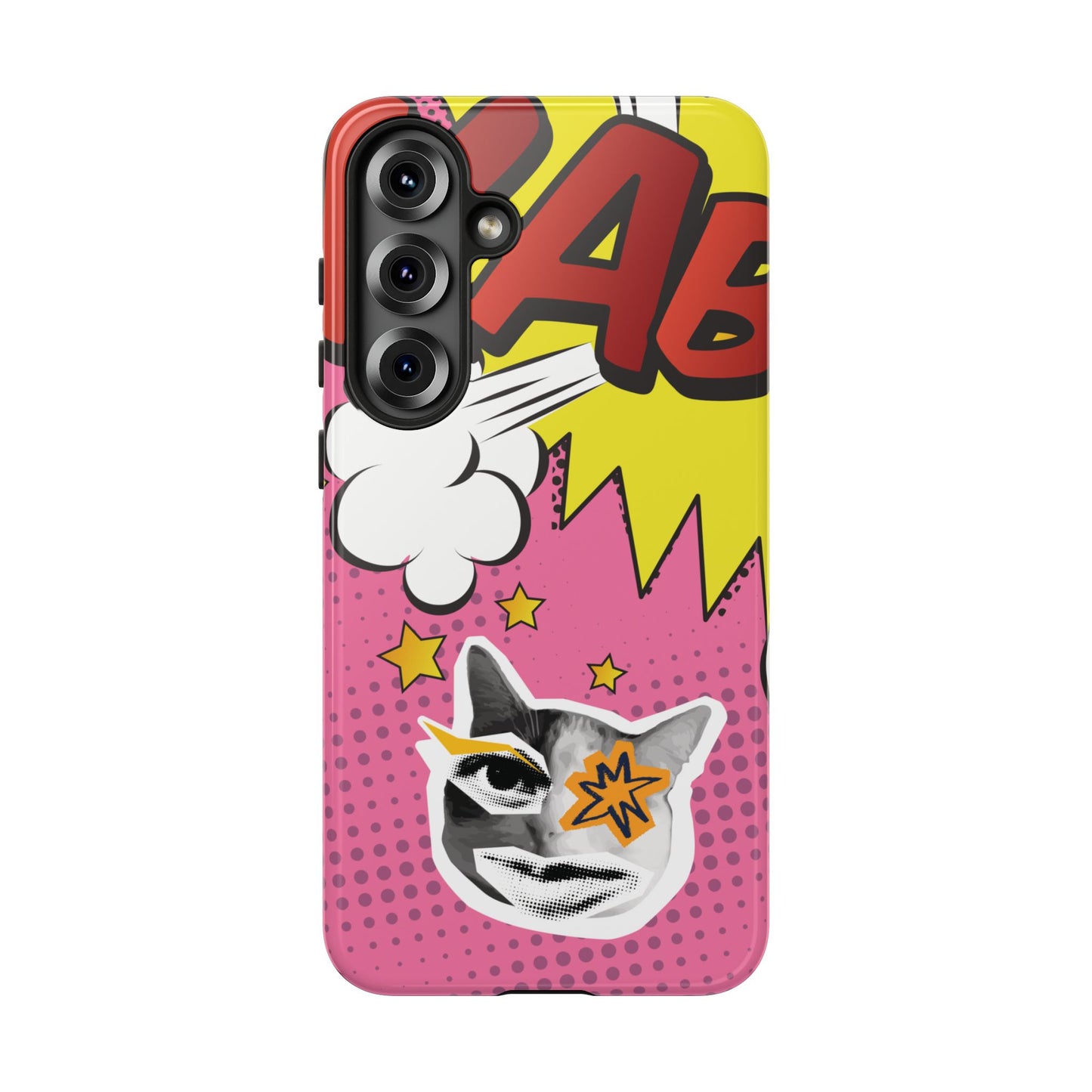 Bold Pink Pop Art Cat Phone Case - Pink Phone Case - Samsung Galaxy S25 Plus / Glossy
