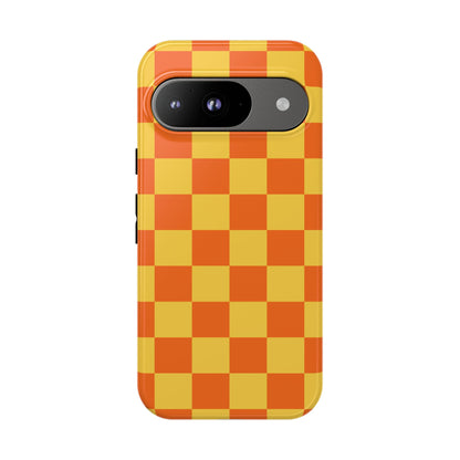 Trendy Orange & Yellow Checked Pattern Phone Case - Orange Phone Case - Google Pixel 9 / Glossy