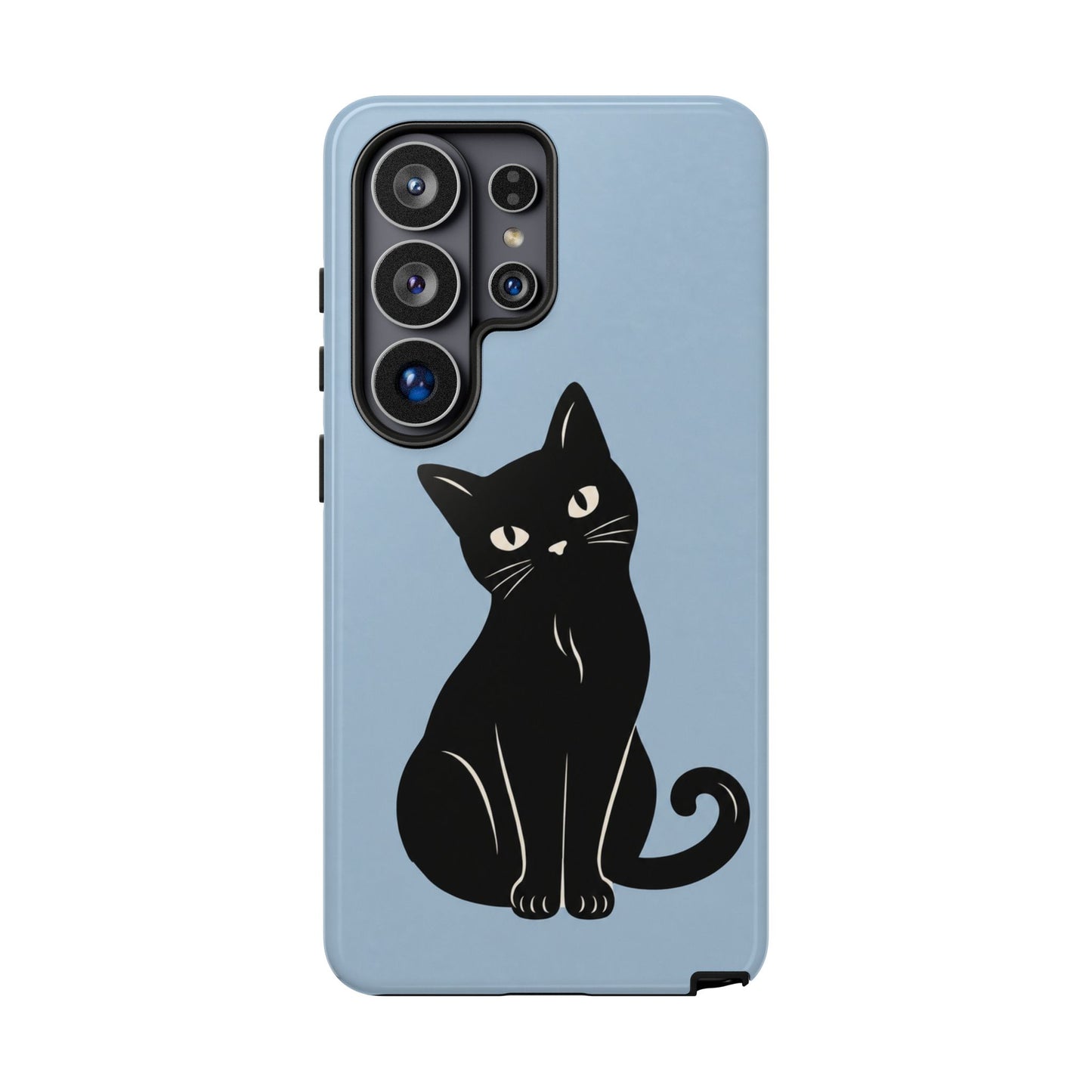 Minimalist Powder Blue & Black Cat Phone Case