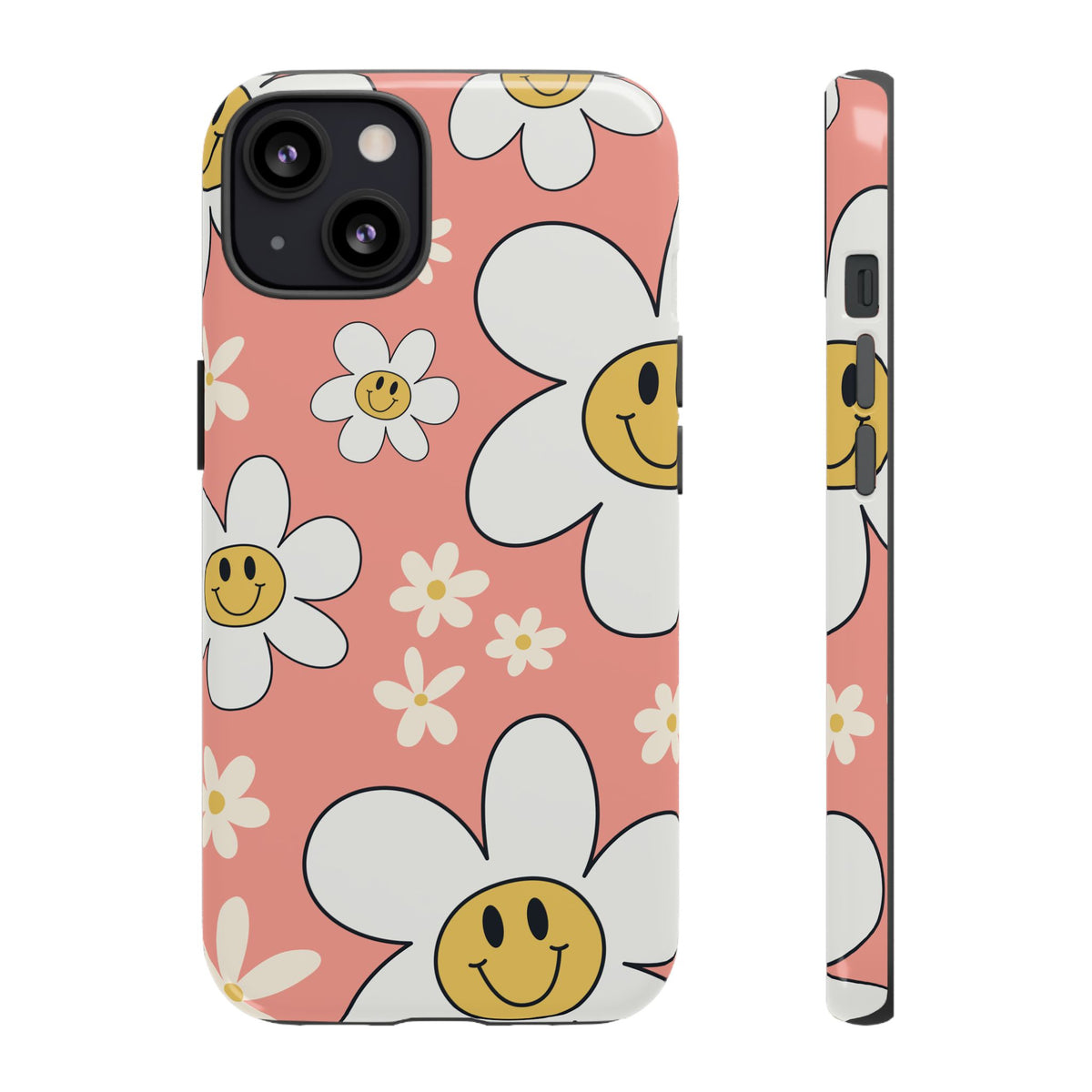 Fun Retro Daisy Pattern with Pink Background Phone Case - Pink Phone Case - iPhone 13 / Glossy