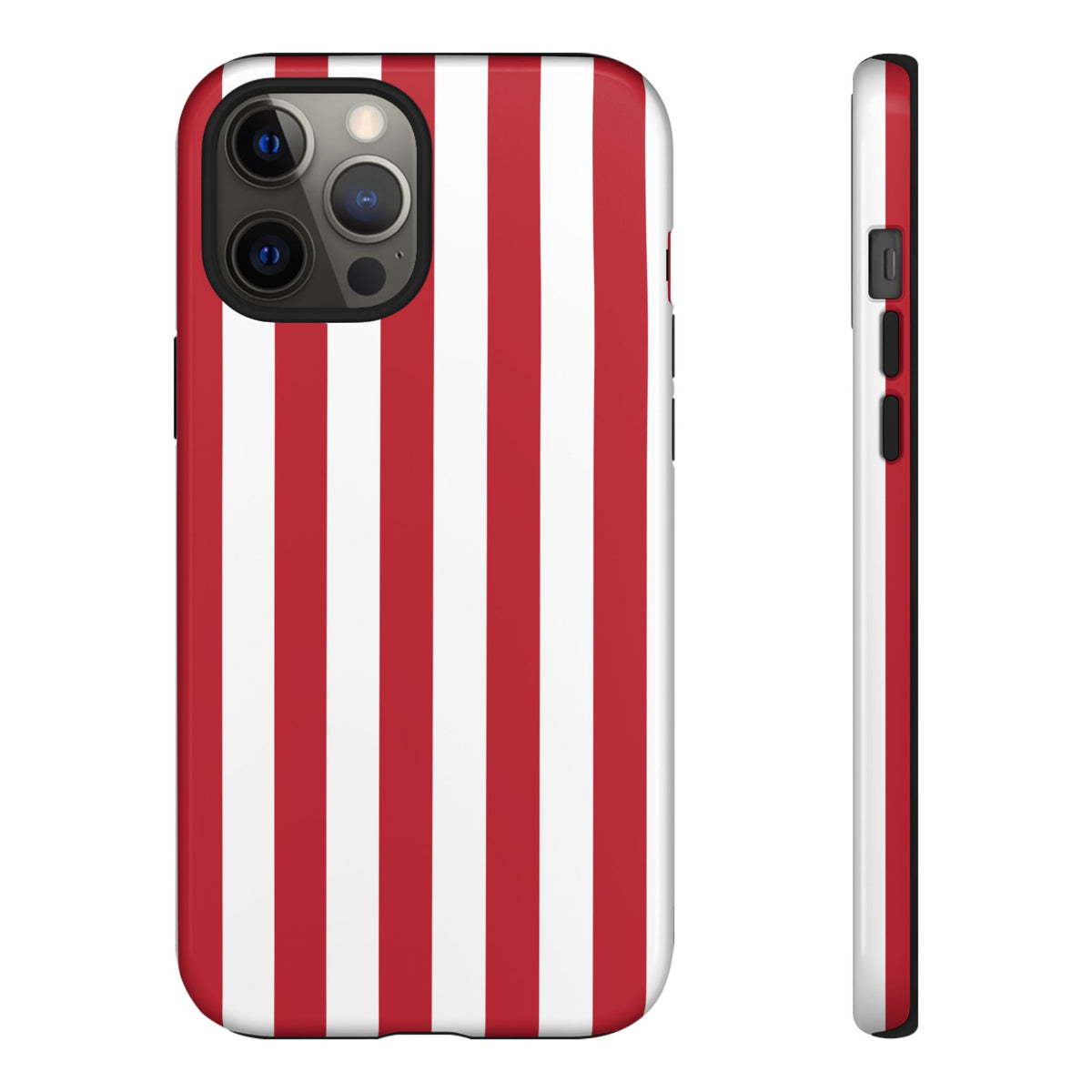 Simple Dark Pink & White Stripe Pattern Phone Case - Pink Phone Case - iPhone 12 Pro Max / Glossy