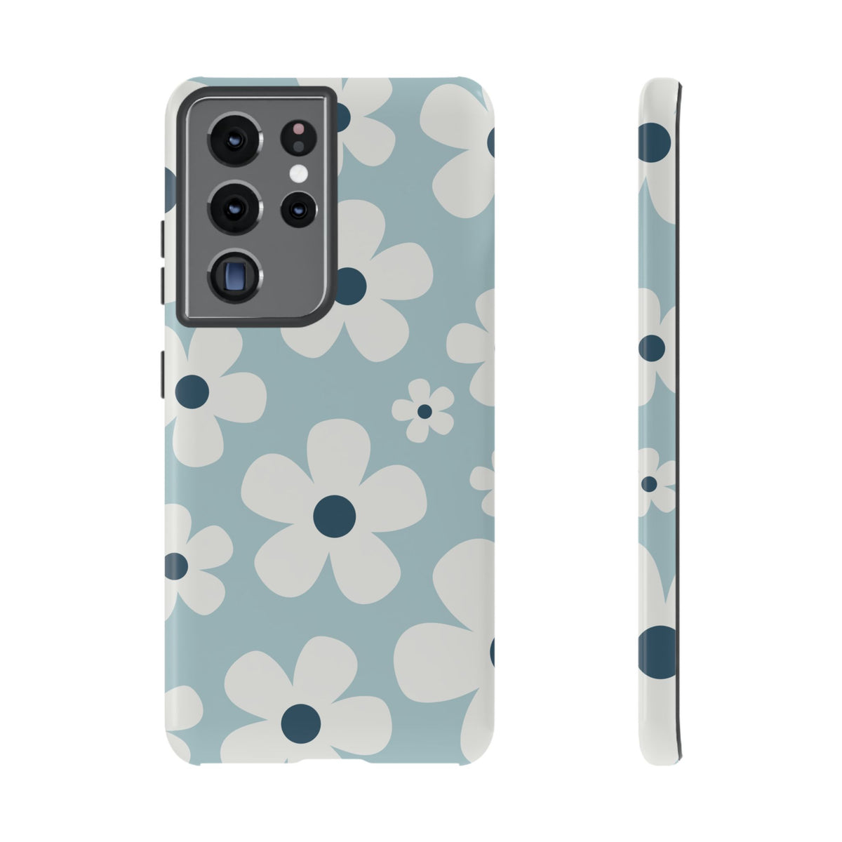 Cute Light Blue Daisy Pattern Phone Case - Blue Phone Case - Samsung Galaxy S21 Ultra / Glossy