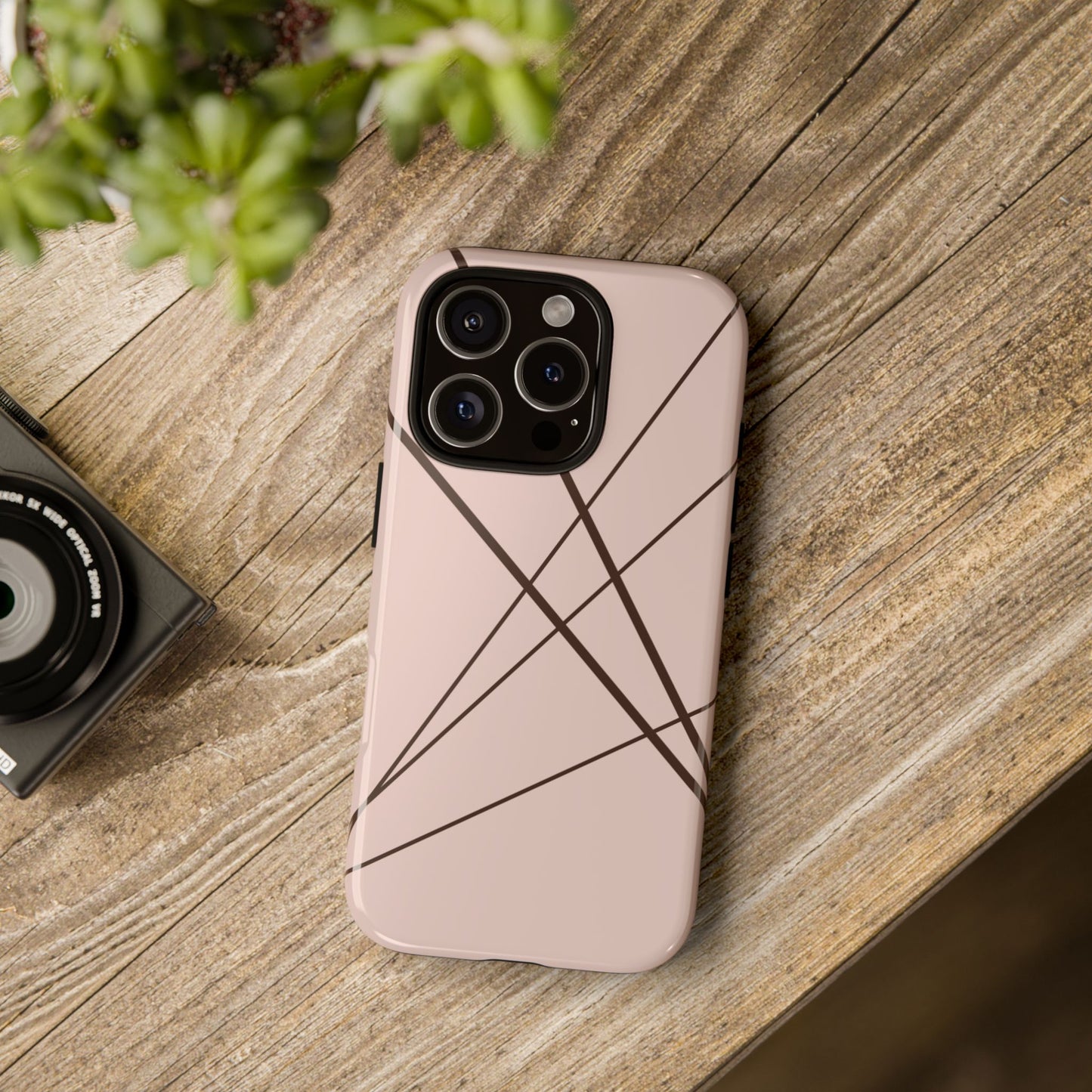 Abstract Pink with Brown Lines Phone Case - Pink Phone Case