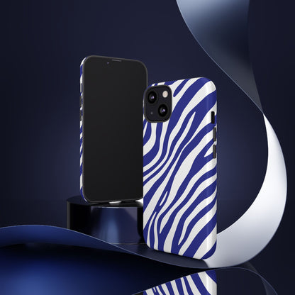 Modern Electric Blue Zebra Print Phone Case
