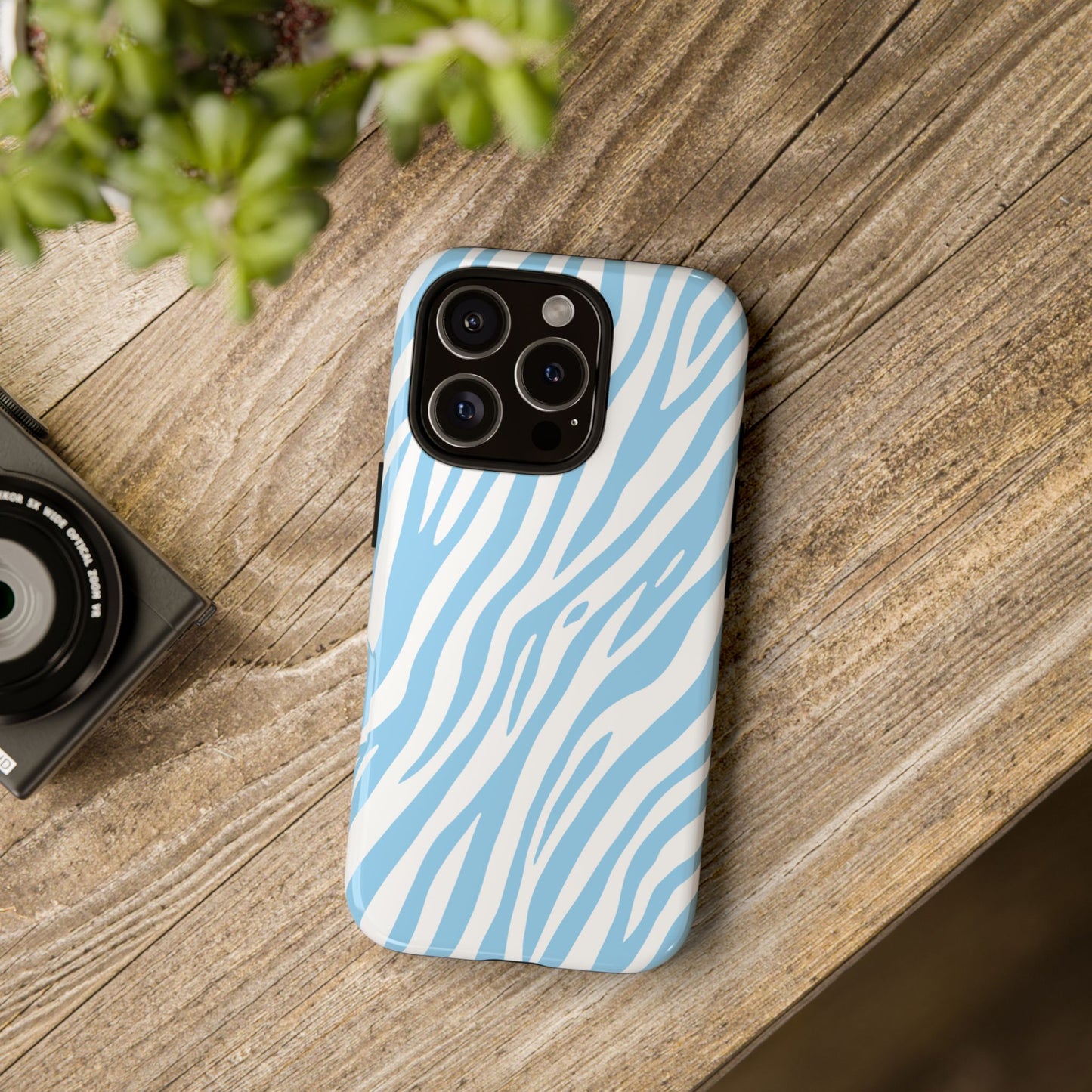 Sky Blue Tiger Print Phone Case