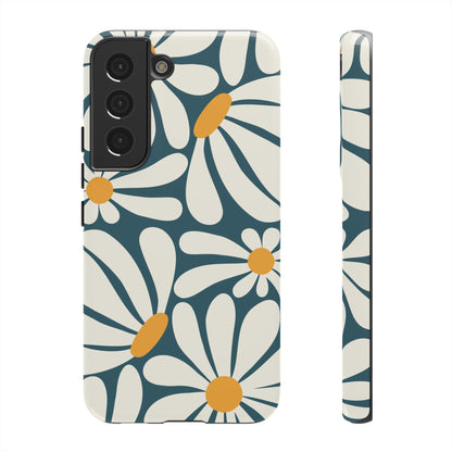 Samsung Galaxy S22 / Glossy Phone Case - Retro Blue Daisy Pattern Phone Case