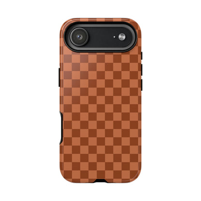 Bold Brown Small Checked Pattern Phone Case - Brown Phone Case - iPhone 17 Air / Glossy