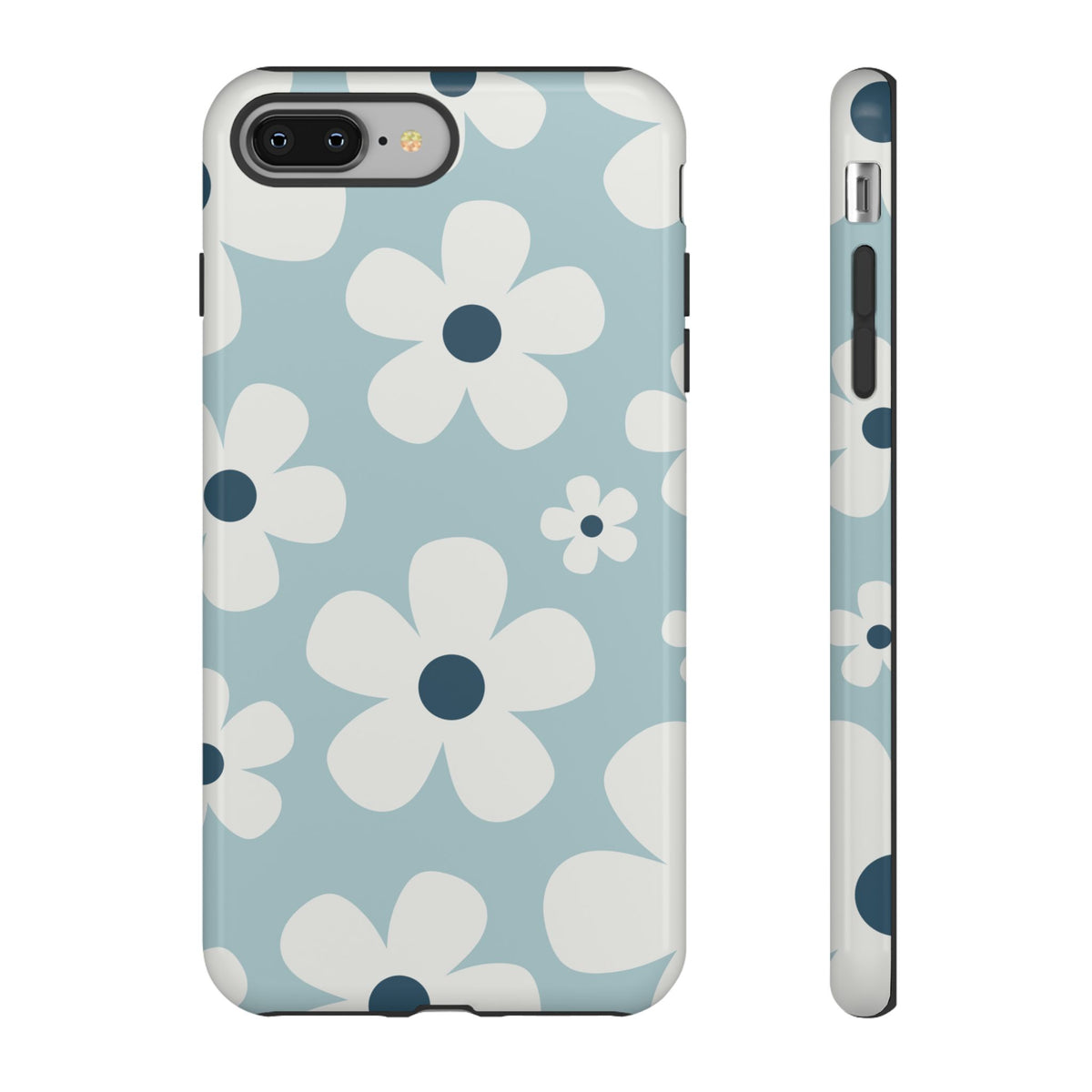 Cute Light Blue Daisy Pattern Phone Case - Blue Phone Case - iPhone 8 Plus / Glossy