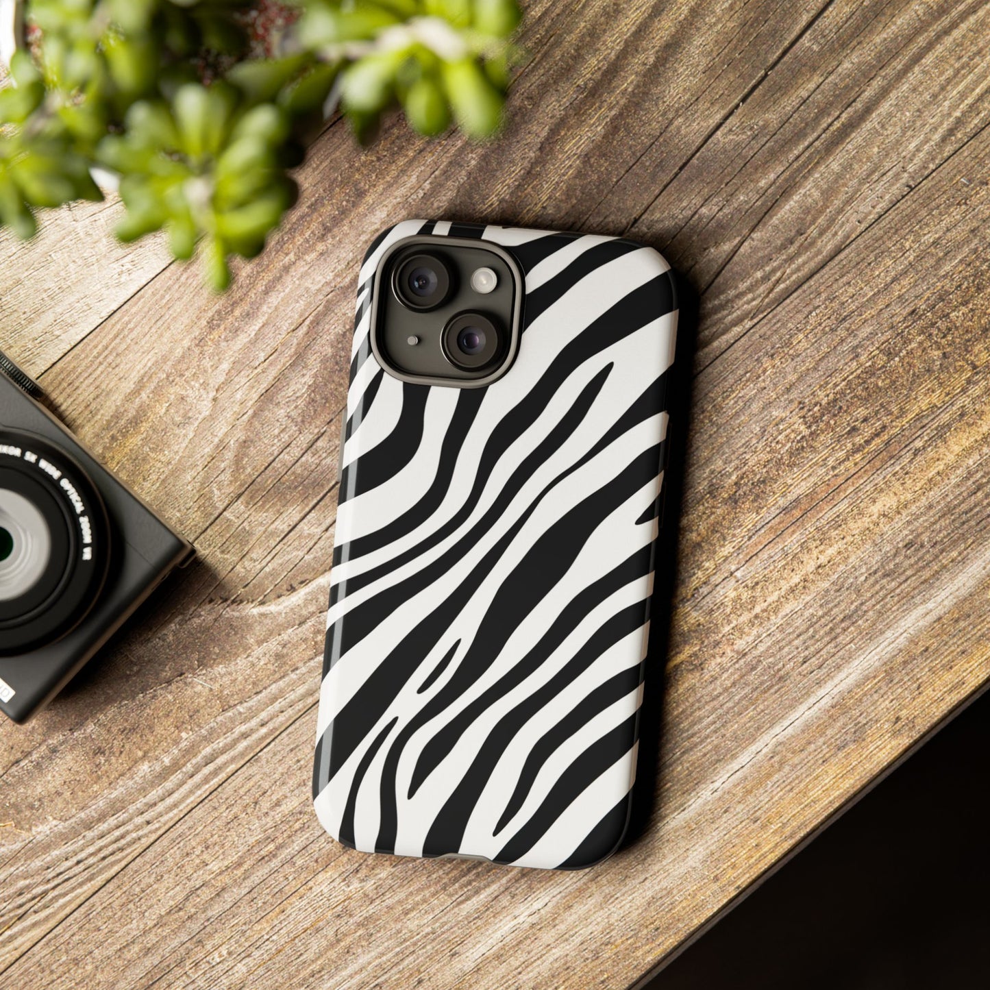 Modern Monochrome Zebra Print Phone Case