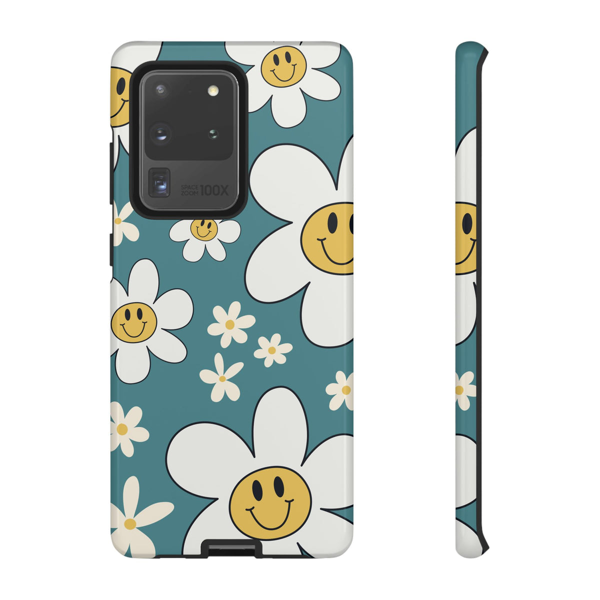 Fun Retro Daisy Pattern with Light Blue Background Phone Case - Blue Phone Case - Samsung Galaxy S20 Ultra / Glossy